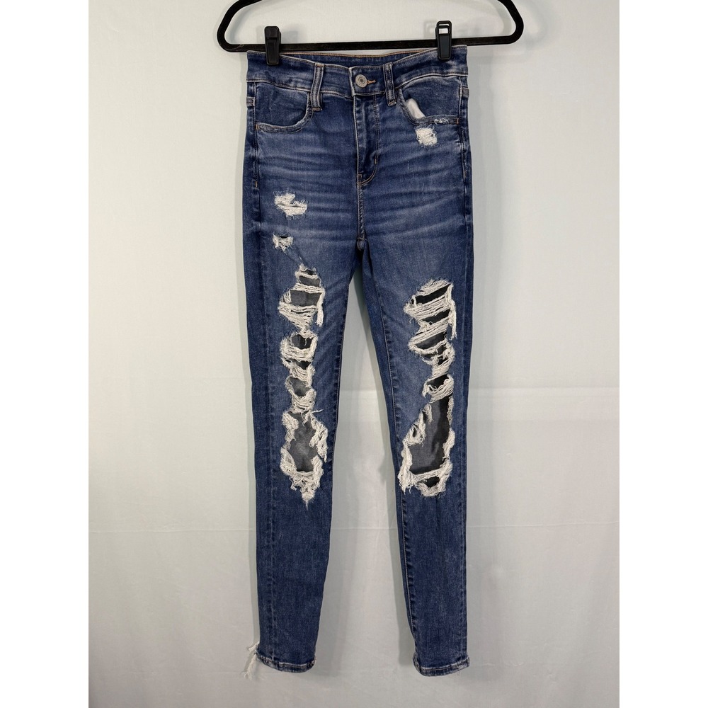 American Eagle‎ Skinny Jeans Womens 2 Blue Distressed Ne(x)t Level Stretch